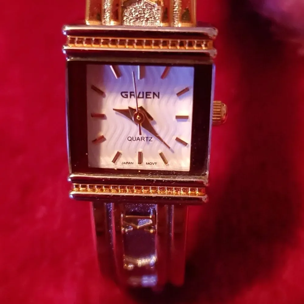 Gruen GR7855 Bangle Clamp Bracelet Watch Atlas Roman Numerals Band Looks Tiffany
